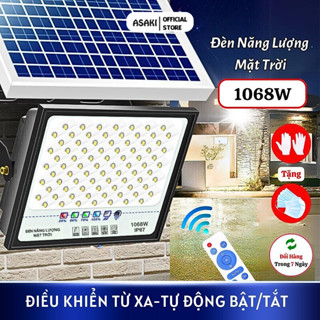 Đèn Năng Lượng Mặt Trời 1068W Asaki  Sáng Suốt Đêm Kèm Điều Khiển Từ Xa Tiết Kiệm Điện Lắp Sân Vườn