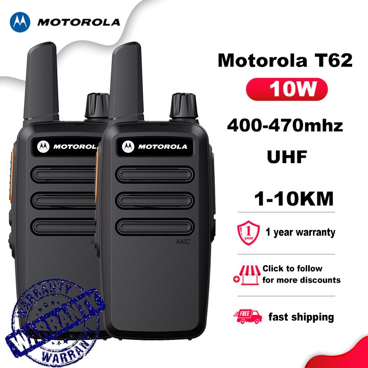 Bộ đàm Motorola T62 Bộ đàm UHF 400-520MHz 10W Mini Walkie Talkie 16 Channel 5800Mah Khoảng cách giao tiếp 10km