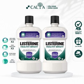 Bộ 2 Chai Nước Súc Miệng Listerine Giúp Răng Trắng Sáng - Listerine Healthy Bright 750ml x 2