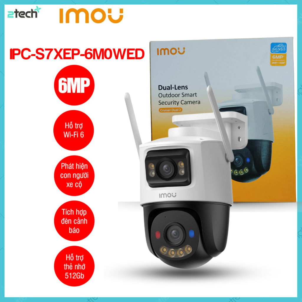 Camera IP Wifi Ngoài Trời Ống Kính Kép IMOU S7XEP (Cruiser Dual 2) 6MP - Phát Hiện Chuyển Động