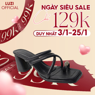 Dép cao gót nữ xỏ ngón mùa hè gót vuông 5p đi chơi, đi làm, Guốc cao gót nữ xỏ ngón quai chéo gót trụ cao 5p m141