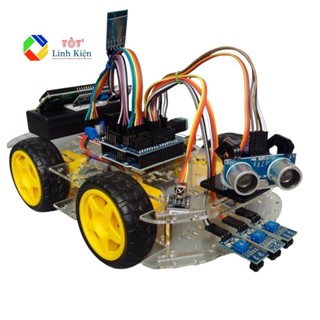 (Kèm code - Có VAT) Bộ xe robot thông minh 4 bánh - Smart Car KIT 4 Wheel DIY