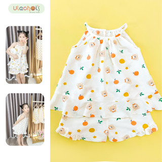 Đồ bộ bé gái ULACHOIS bé 10kg đến 30kg set yếm hè trẻ em size đại mềm mại, xinh xắn, thấm hút mồ hôi