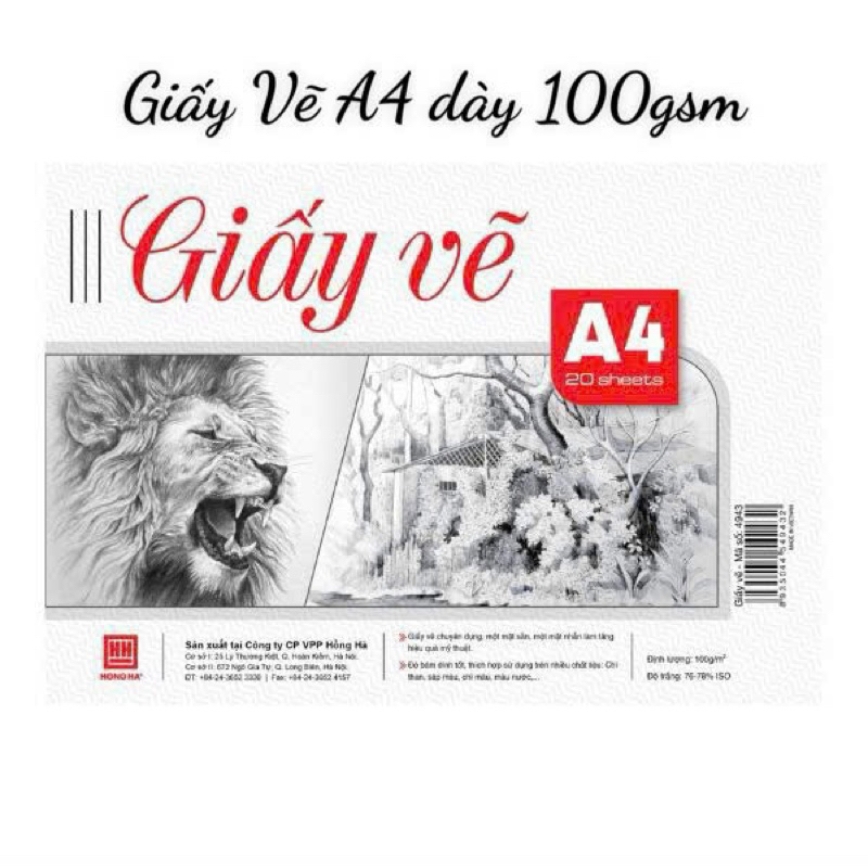 Giấy vẽ 1 xấp 20 tờ Tem Đỏ đl100gsm