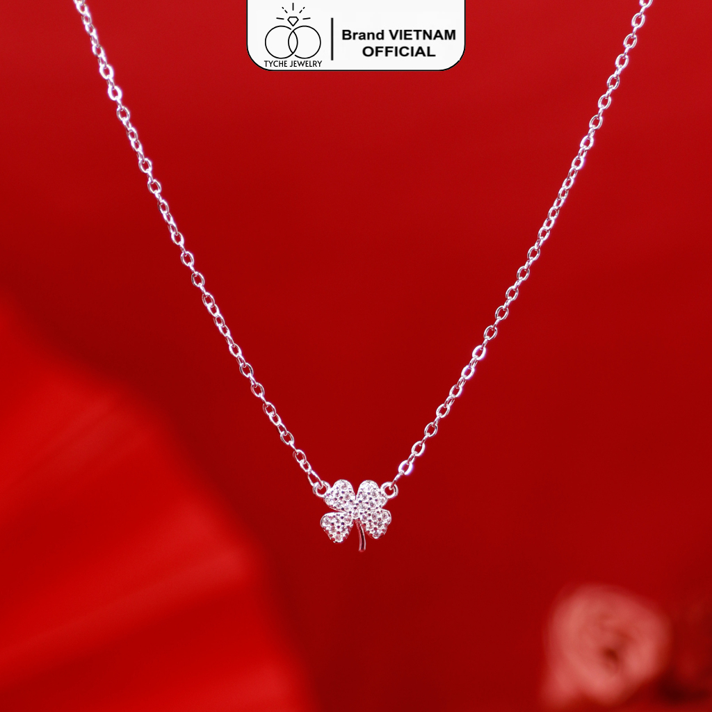 Dây chuyền bạc nữ Tyche Clover nạm đá ,chốt khóa cao cấp trẻ trung phù hợp đeo đi học, đi chơi,đi làm TYCHE JEWELRY