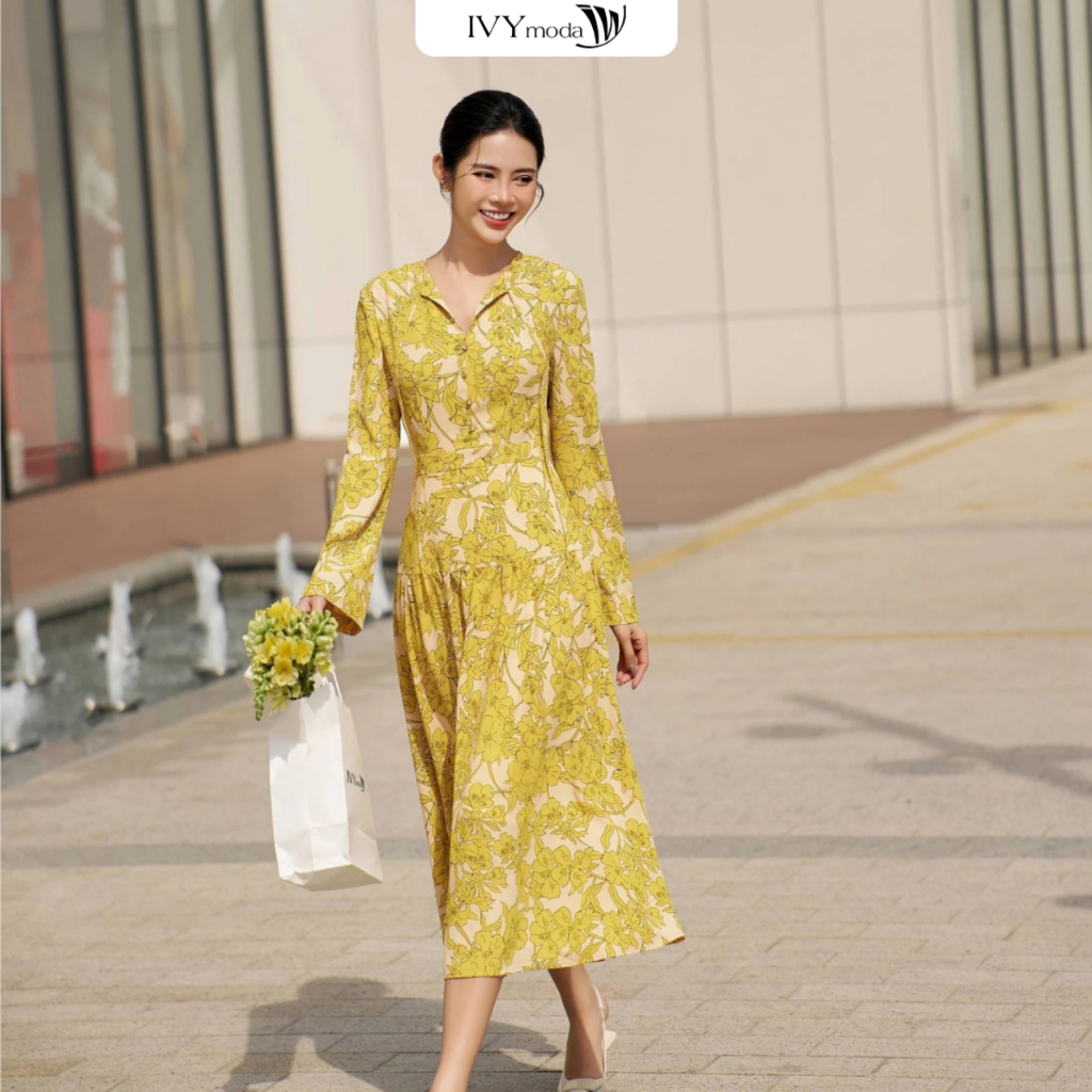 Đầm lụa nữ Floral Glow IVY moda MS 48B9998