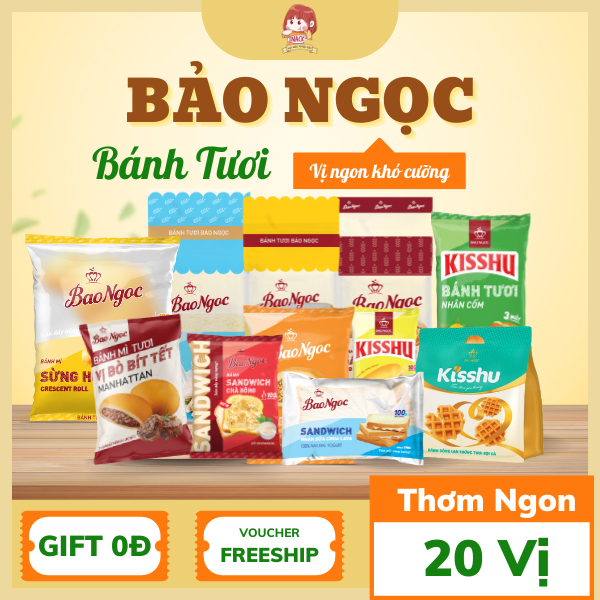 [ 20 Vị] Bánh Mì Tươi Bảo Ngọc Ăn Sáng Trưa Tối siêu mềm đủ dinh dưỡng nhiều vị cốm, socola chà bông