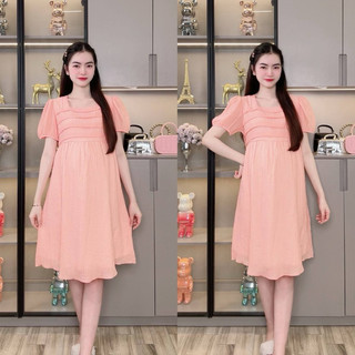 Đầm Bầu - Váy Bầu Xếp Ly Công Sở 2 Lớp Cổ Vuông 5 Màu Mặc Đi Làm, Đi Chơi Chất Mát ( 55 - 75kg ) [ ẢNH THẬT ]
