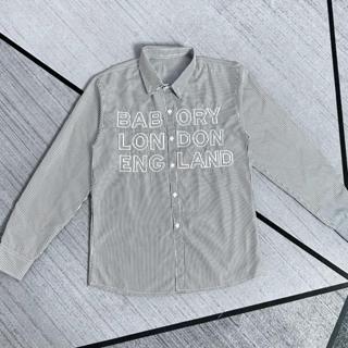 Áo Sơ Mi Dài Tay Nam Nữ Thêu Chữ Vải Cotton Cao Cấp, Áo Sơ Mi Kẻ Sọc Xanh Sọc Xám Hottrend 2024