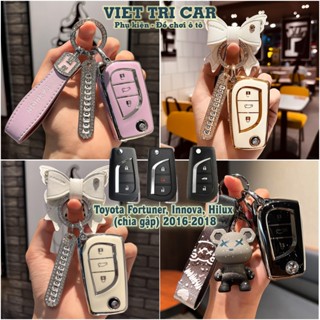  Ốp chìa khoá xe Toyota Innova Fortuner Altis Hilux  chìa gập  2016-2018 