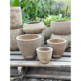 Combo 3 Chậu Đất Nung Giả Cổ - Dáng V - Cánh Cam Garden