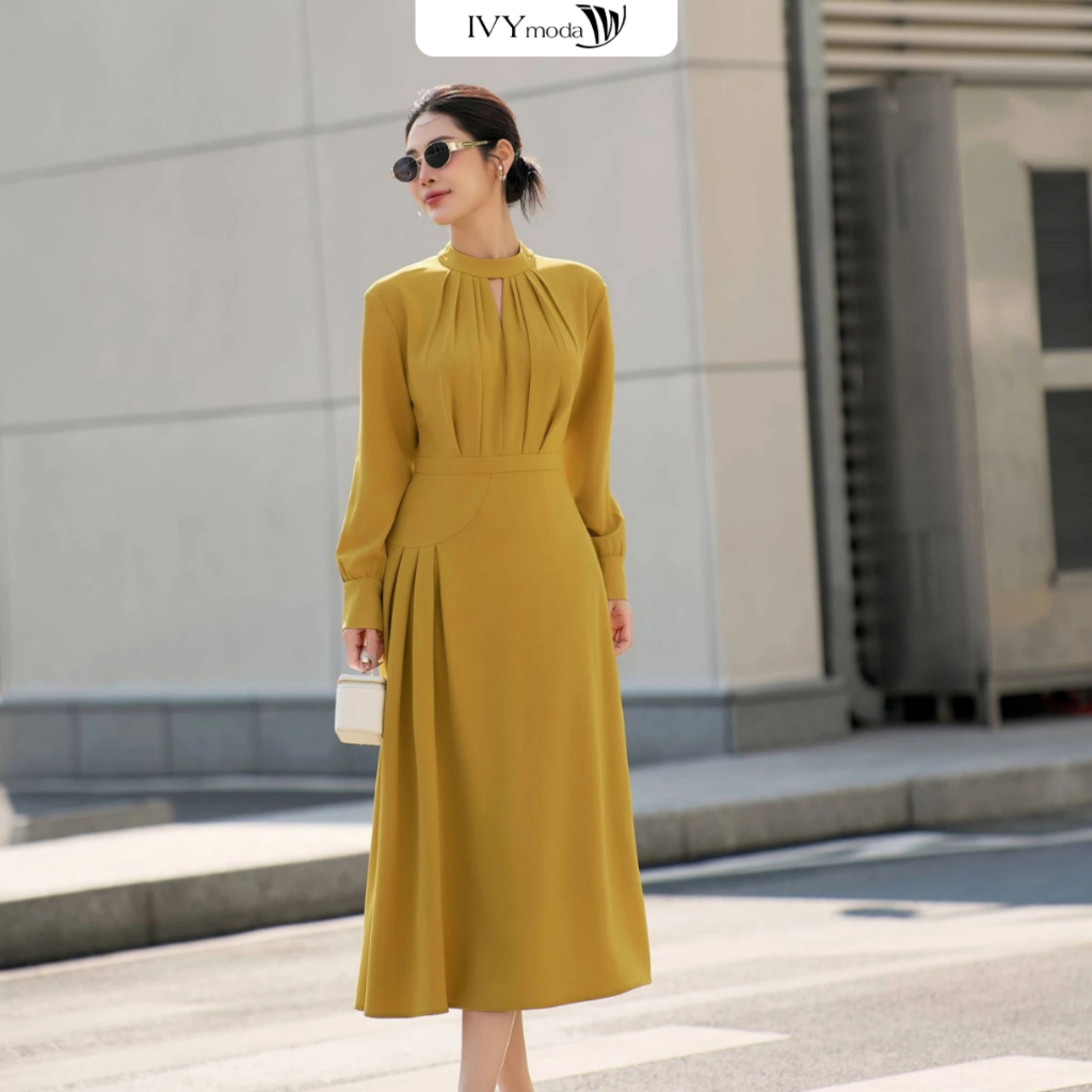 Đầm xòe Dual Yellow nữ IVY moda MS 48B9999