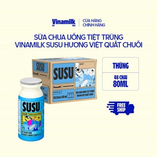 Thùng 48 chai Sữa Chua Uống Tiệt Trùng Vinamilk SuSu hương Việt Quất Chuối - 80ml