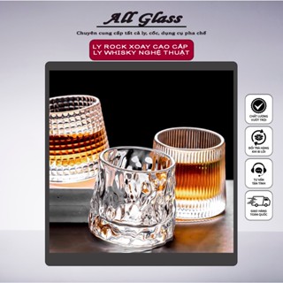 Ly whisky nghệ thuât đế lồi xoay, ly rock cổ điển, sang trọng cao cấp 160ml, cốc thủy tinh uống rượu