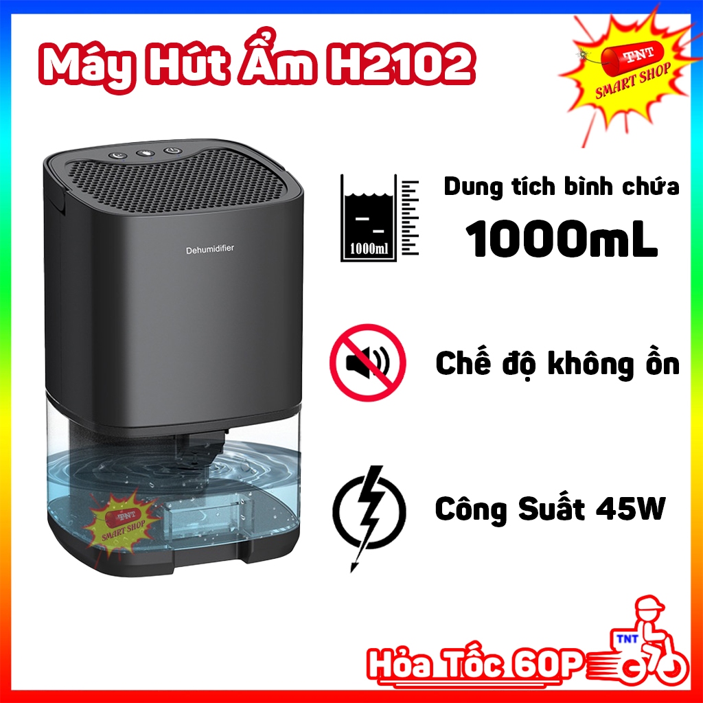 Máy Hút Ẩm H2102 Không Ồn  Giảm Độ Ẩm Phòng Hiệu Quả - Máy Hút Ẩm Không Khí Dung Tích 1000ml