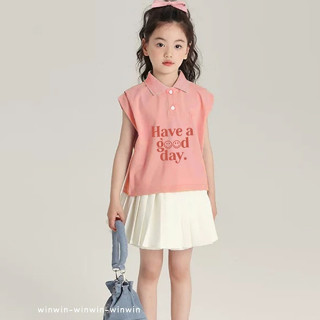 Set Váy Phong Cách Hàn Quốc Áo Cổ Bẻ In Thỏ Melody ,Good Day Kèm Chân Váy Xếp Ly Bé Gái Nexxi