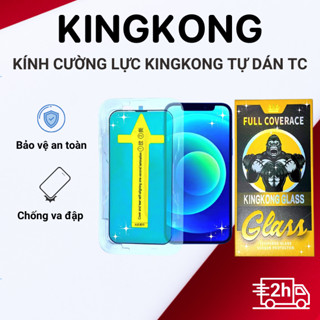 [KHUNG TỰ DÁN] Kính cường lực iPhone tự dán TC, độ cứng 9H dán full màn hình KINGKONG chống xước không cấn, chống bụi