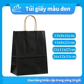  50 Túi đen giấy kraft có quai giấy dày cứng cáp sang trọng có nhiều size NHỎ-Mstar Packing 