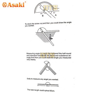 Thước đo góc 180 độ Asaki AK-2587
