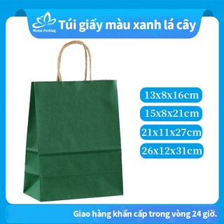  50 Túi Xanh đậm giấy kraft có quai giấy dày cứng cáp sang trọng có nhiều size NHỎ-Mstar Packing 