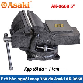 Ê tô bàn nguội xoay 360° asaki ak-0668 5'' - khả năng kẹp 11cm ak-668