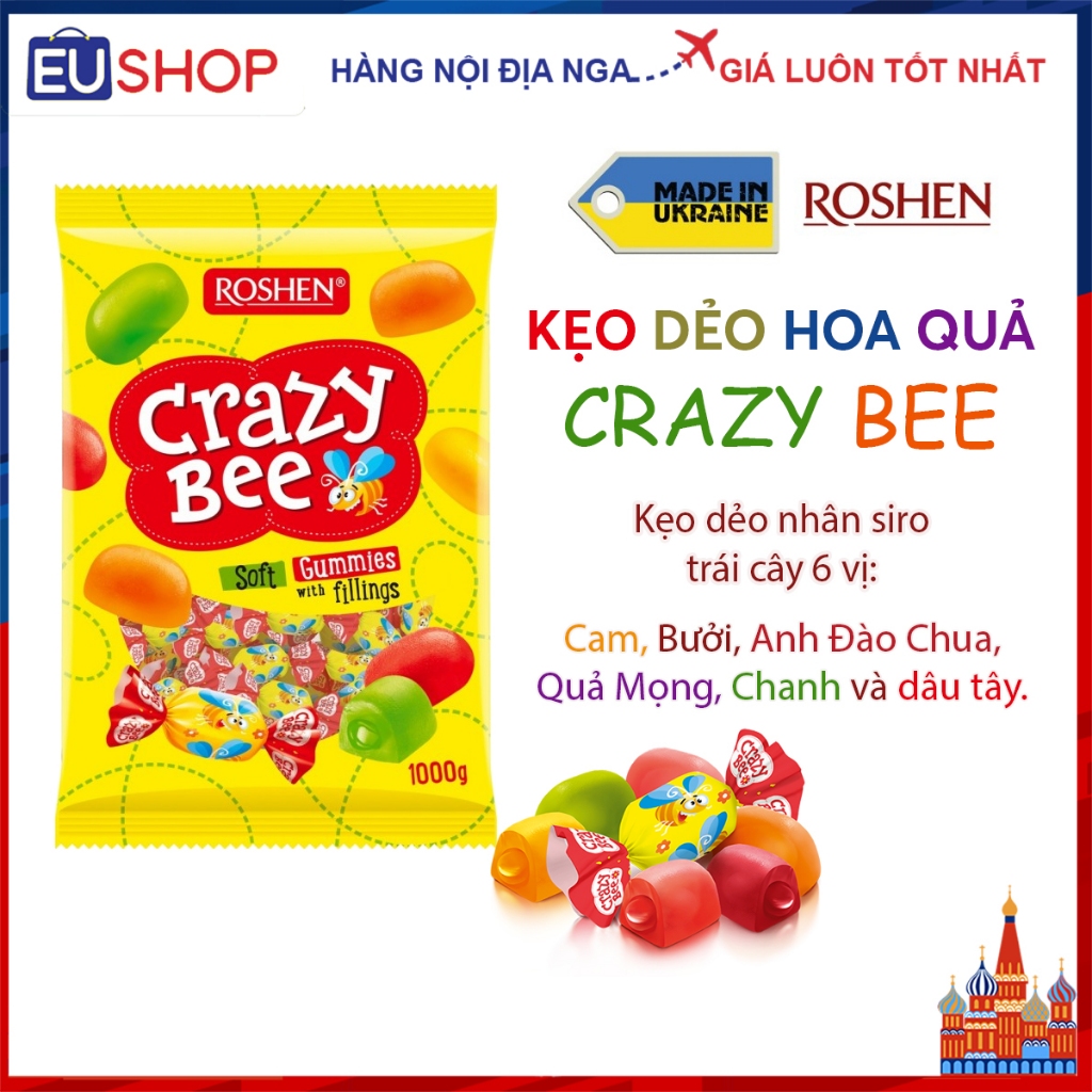 Kẹo dẻo mix vị nhân mứt hoa quả Roshen Crazy Bee - YUMMI'S & Kau Früchtchen