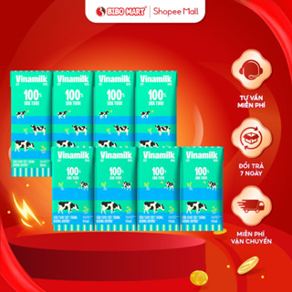 Lốc 4 Hộp Sữa Tươi Tiệt Trùng Vinamilk Không Đường Giúp Bé Cao Lớn Khỏe Mạnh 110ml 180ml  - Bibomart