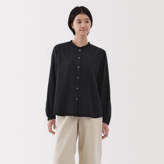 Áo Blouse Tay Dài Vải Pha Kapok Nữ MUJI