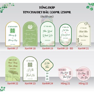 (TỔNG HỢP) Tem chai dẹt bầu 330ml/250ml