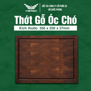 Thớt gỗ óc chó Vibasic kích thước 350x250x27mm, dùng để cắt thái thực phẩm, kèm hộp quà tặng cao cấp