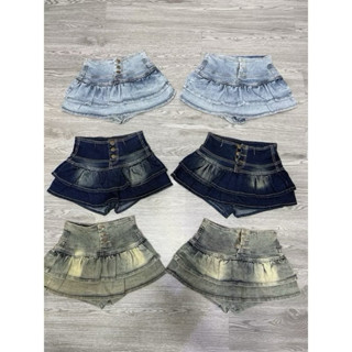 CHÂN VÁY XOÈ XẾP LY 2 TẦNG CÓ MAY KÈM QUẦN TRONG ( JEAN CO GIÃN )