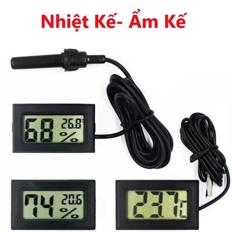Nhiệt Kế Điện Tử -50*C ~100*C Loại Xịn Có Đầu Dò Chống Nước - Đồng Hồ Đo Nhiệt Độ Hiển Thị LCD - Dây dài 1 mét - Có Pin