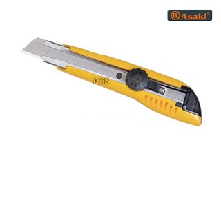 Dao rọc giấy asaki ak-8743, dao trổ có núm xoay cố định lưỡi thép nhật sk-5 siêu bản to 18mm lc-501