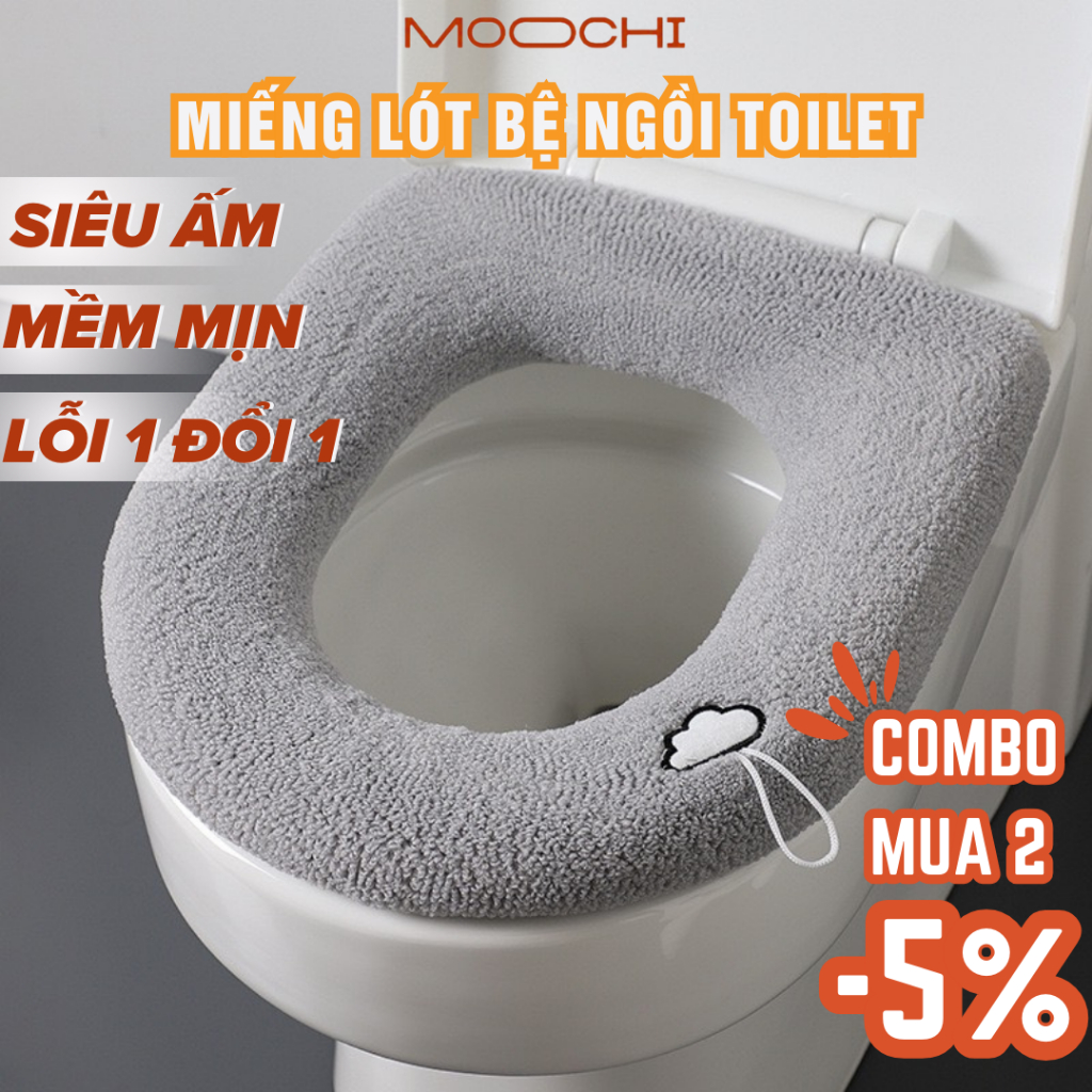  Miếng lót bồn cầu miếng bọc bệ ngồi toilet giữ ấm vào mùa đông chất liệu len dệt kim thân thiện với da 