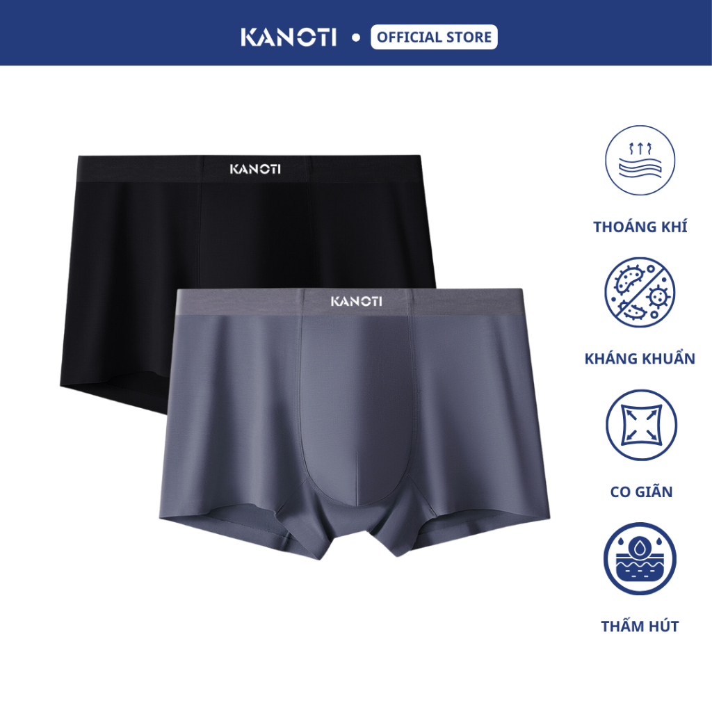 Combo 2 quần sịp nam Modal sợi gỗ sồi cao cấp KANOTI thoáng khí, không đường may, kháng khuẩn  CBK05