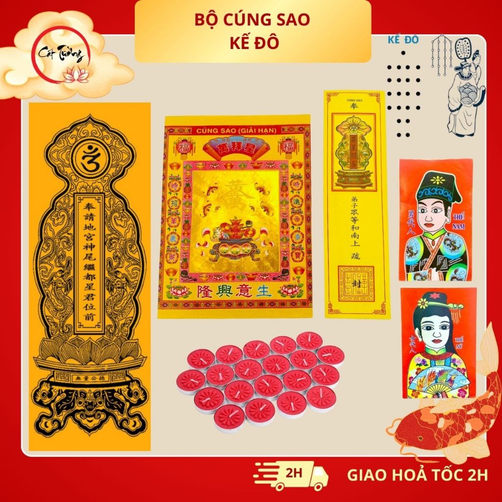 Bộ Cúng Sao Giải Hạn Kế Đô (Nam - Nữ) Đầy Đủ Bài Vị, Nến Và Văn Khấn