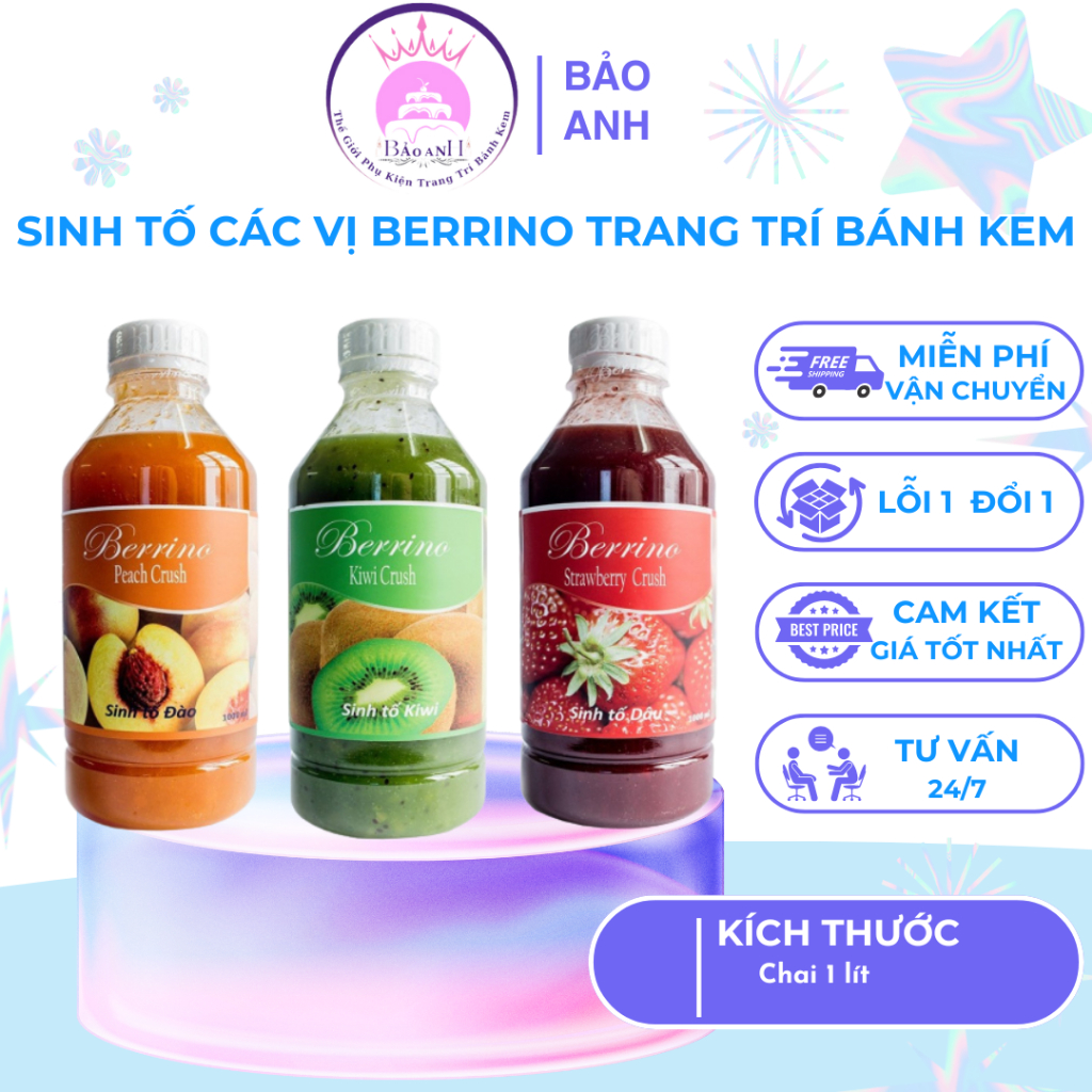 SINH TỐ CÁC VỊ BERRINO trang trí bánh kem, sinh tố các vị berrino trang trí sinh nhật