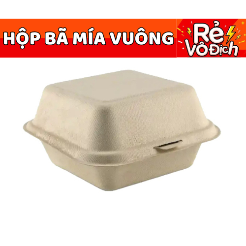 Hộp Giấy Bã Mía 150x140x80mm - Đựng Hamburger, Bento Cake, Bánh Kem Mini | Thân Thiện Môi Trường
