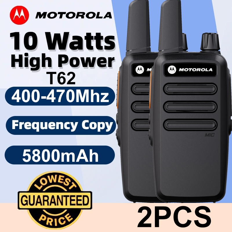【Combo 2 Cái】Bộ đàm Motorola T62(1-10KM) 10W 16 Kênh Tần Số 400.00- 470.00MHz 5800mAH bao gồm đầy đủ các phụ kiện