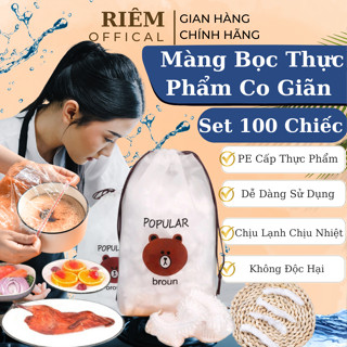  Màng Bọc Thực Phẩm Co Giãn Siêu Dai Túi Bọc Thực Phẩm Có Chun Hình Gấu Set 100 Chiếc Tiện Lợi RIEM 