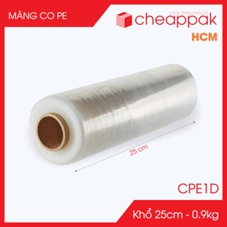 CPE1D - Khổ 25cm - 0.9kg - 1 cuộn màng co PE trong suốt - Cuộn màng bọc PE, màng chít quấn hàng