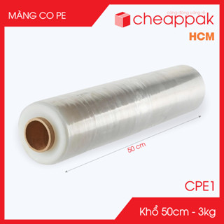 CPE1 - Khổ 50cm - 3kg - 1 cuộn màng co PE trong suốt - Cuộn màng bọc PE, màng chít quấn hàng