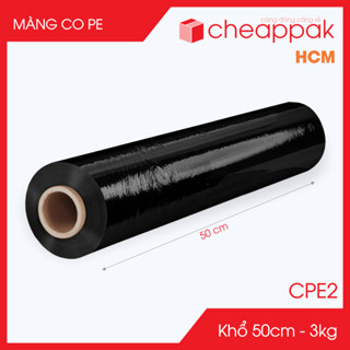 CPE2 - Khổ 50cm - 3kg - 1 cuộn màng co PE đen - Cuộn màng bọc PE, màng chít quấn hàng
