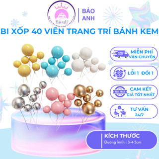 Set 40 quả Bi Xốp trang trí bánh sinh nhật, bi nhựa, quả cầu nhựa
