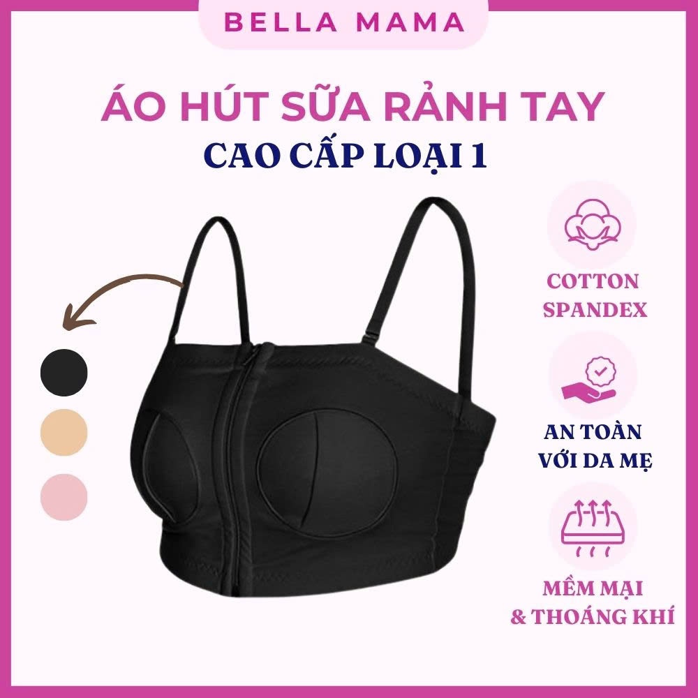 Áo Hút Sữa Rảnh Tay Áo Bella Mama Vắt Sữa Có Dây Tặng Kèm Chất Liệu Cotton Sandex Loại 1 - A07