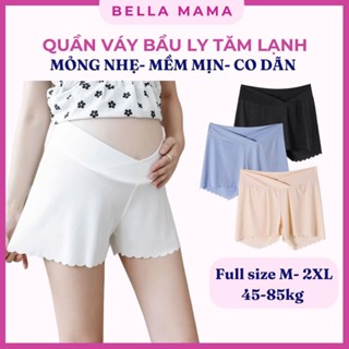 Quần Đùi Bầu Mặc Nhà Bella Mama Cạp Chéo Tăm Lạnh Mát Lịch Sự Sang Trọng Mặc Nhà Mặc Trong Váy Q18