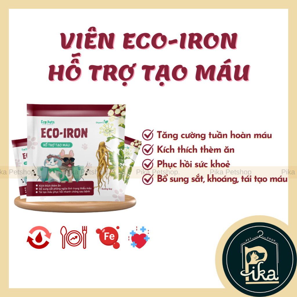 [Combo 5 10 gói] Gói ECO IRON Eco-Iron 5g Ecopets - Hỗ trợ bổ sung máu cho chó và mèo - Pika Petshop