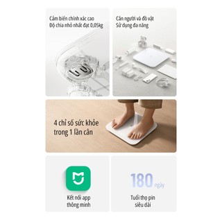 Cân điện tử XM Smart Scale Gen 2/ Cân điện tử sức khỏe Scale S200, theo dõi cân nặng, BMI