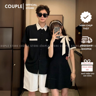  Đồ đôi nam nữ couple hottrend - HÌNH THẬT - Áo váy đôi dáng sơ mi trẻ trung năng động COUPLE STORE 