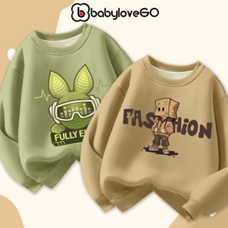  Áo sweater bé trai BabyloveGO áo nỉ cổ tròn cho bé chất nỉ hai da ấm áp in hình BST mới 